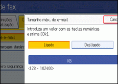 Ilustração do ecrã do painel de operação