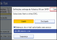 Ilustração do ecrã do painel de operação