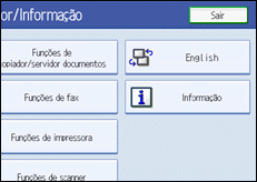 Ilustração do ecrã do painel de operação