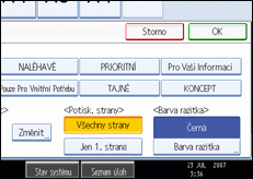 Ilustrace obrazovky ovládacího panelu