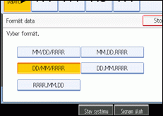 Ilustrace obrazovky ovládacího panelu