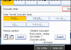Ilustrace obrazovky ovládacího panelu