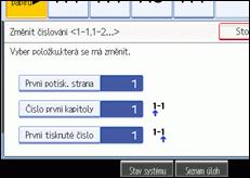 Ilustrace obrazovky ovládacího panelu