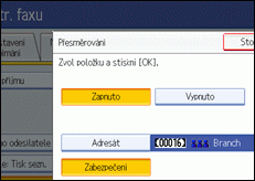 Obrázek displeje ovládacího panelu