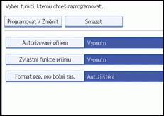 Obrázek displeje ovládacího panelu