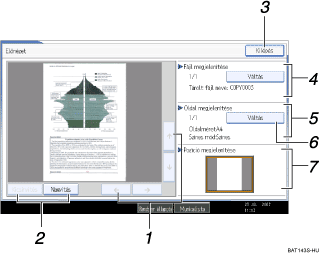 Kezelőpanel képernyőjének illusztrálása számozott jelölés illusztrálása