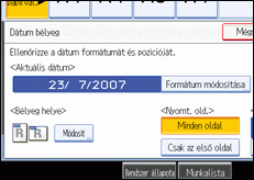 A kezel�panel k&eacute;perny�j&eacute;nek bemutat&aacute;sa