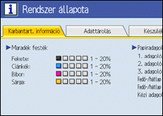 A kezel�panel k&eacute;perny�je