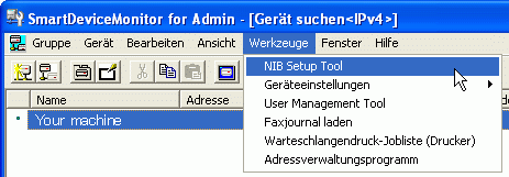 Abbildung des Anwendungsbildschirms