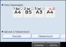 Die Abbildung zeigt die Bedienfeldanzeige