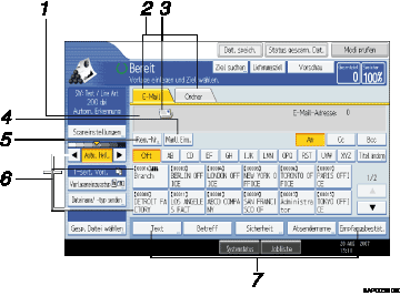 Abbildung Bedienfeldanzeige (nummerierte Elemente)