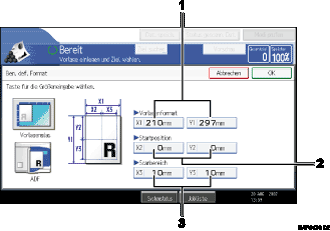 Abbildung Bedienfeldanzeige (nummerierte Elemente)