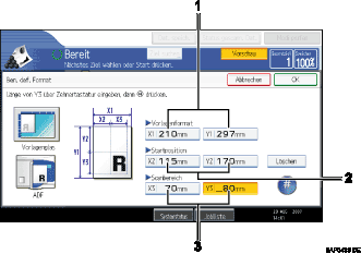 Abbildung Bedienfeldanzeige (nummerierte Elemente)