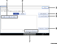 Illustrazione schermata pannello di controllo con didascalie numerate