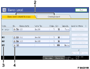 Illustrazione schermata pannello di controllo con didascalie numerate