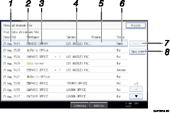 Bild av användarpanelskärmen (numrerade detaljer) 