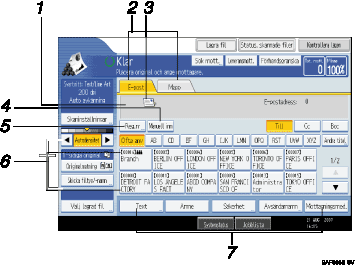 Bild av användarpanelskärmen (numrerade detaljer) 