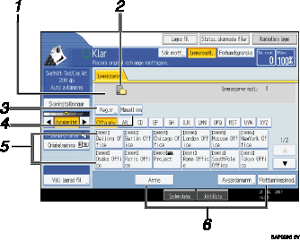 Bild av användarpanelskärmen (numrerade detaljer) 