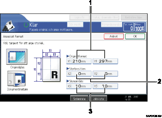 Bild av användarpanelskärmen (numrerade detaljer) 