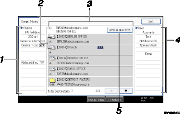 Il·lustraci&oacute; de llegenda numerada de la pantalla del panell d'operacions