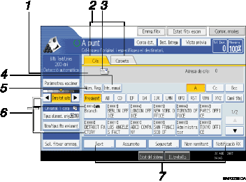 Il·lustraci&oacute; de llegenda numerada de la pantalla del panell d'operacions