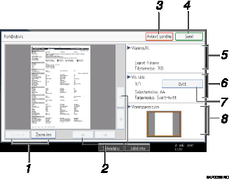 Nummerert illustrasjon av betjeningspanel
