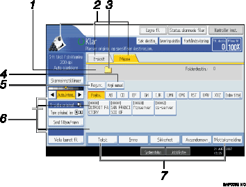 Nummerert illustrasjon av betjeningspanel