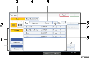 Nummerert illustrasjon av betjeningspanel