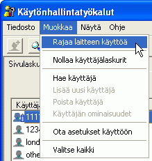 Kuva sovellusnäytöstä