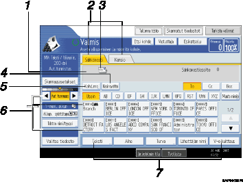 Esimerkki käyttöpaneelinäytöstä, esimerkki numeroidusta viitteestä
