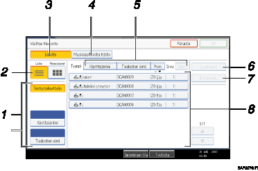 Esimerkki käyttöpaneelinäytöstä, esimerkki numeroidusta viitteestä