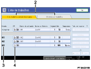 Imagem numerada da imagem do ecrã do painel de operações