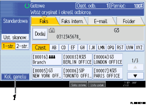 Ilustracja ekranu panelu operacyjnego z numeracją