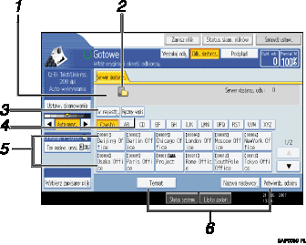 Ilustracja ekranu panelu operacyjnego z odsyaczami numerowanymi