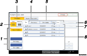 Иллюстрация окна рабочей панели с пронумерованной сноской иллюстрации