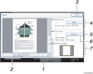 Illustration de l&apos;écran du panneau de commande numérotée