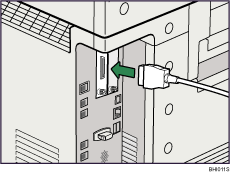 Illustration du raccordement du câble d&apos;interface IEEE 1284