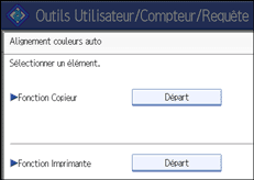 Illustration de l'écran du panneau de commande