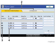 Illustrazione schermata pannello di controllo con didascalie numerate