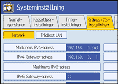 Bild på användarpanelens skärm
