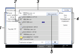Bild på användarpanelens skärm (numrerade detaljer) 