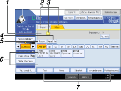 Bild på användarpanelens skärm (numrerade detaljer) 