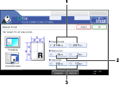 Bild på användarpanelens skärm (numrerade detaljer)