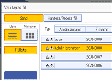 Bild på användarpanelens skärm