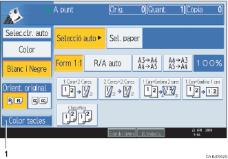 Il·lustració de la pantalla del panell d'operacions numerada