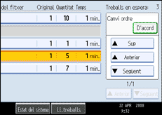 Il·lustració de la pantalla del panell d'operacions