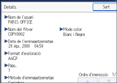 Il·lustració de la pantalla del panell d'operacions