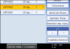 Il·lustració de la pantalla del panell d'operacions