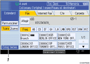 Il·lustració de referència de la imatge de la pantalla del panell d'operacions