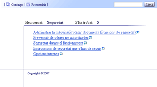 Pantalla de resultats de la cerca